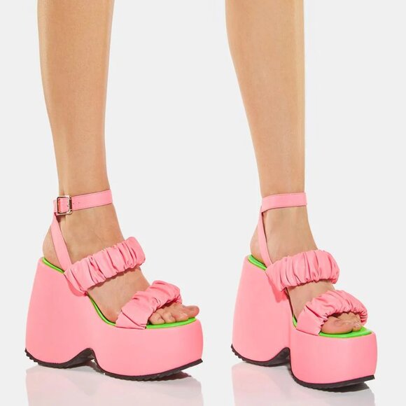 Lemon Drop by Privileged Pink Egey Platform Sandals 8.5 - Picture 3 of 8